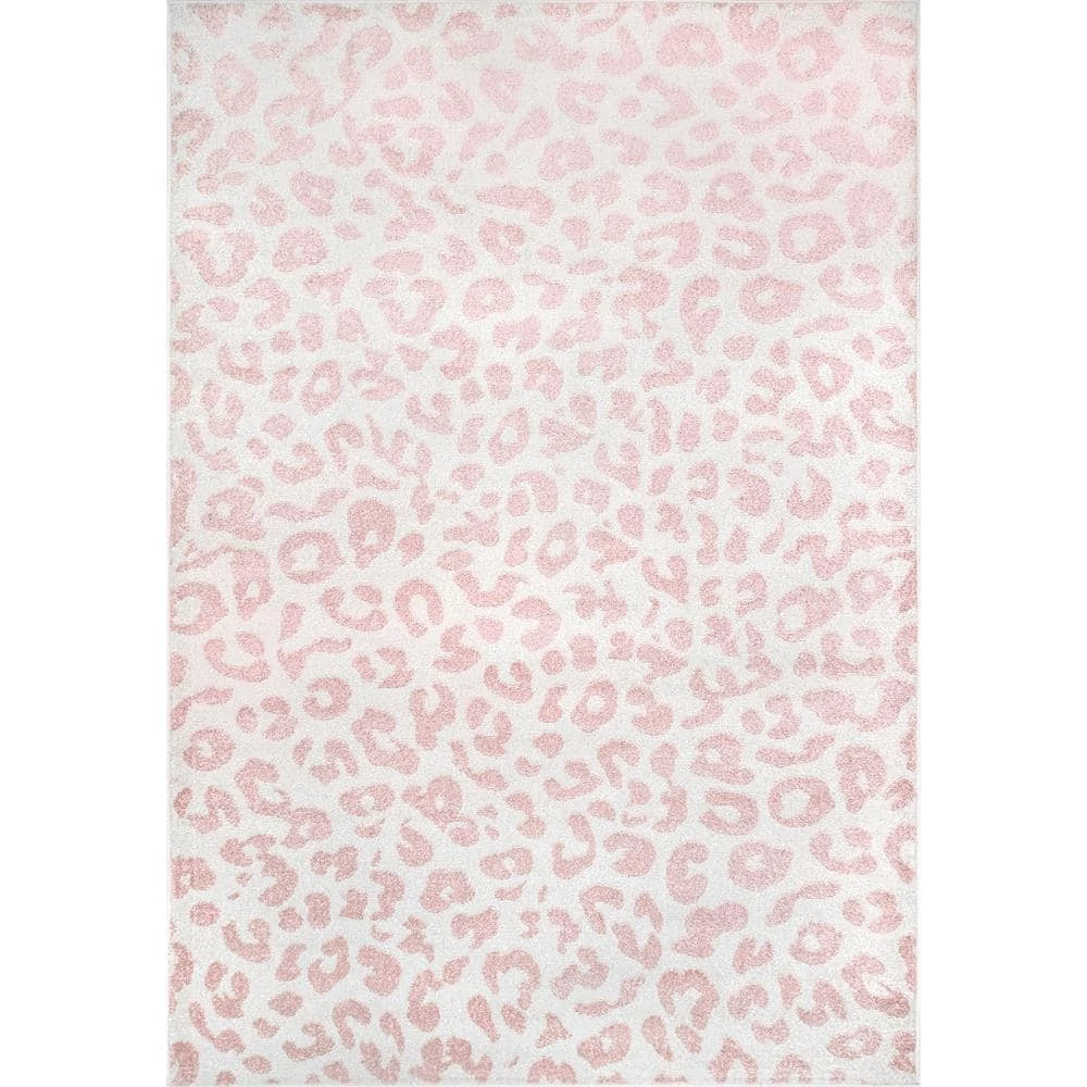 Sebastian Leopard Print Baby Pink 5 ft. x 7 ft. 5 in. Indoor Area Rug by nuLOOM 1 Sebastian Leopard Print Baby Pink 5 ft. x 7 ft. 5 in. Indoor Area Rug by nuLOOM