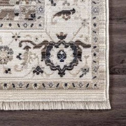 Oliveira Beige 8 ft. x 10 ft. Floral Medallion Fringe Indoor Area Rug by nuLOOM -nuLOOM Sales Store beige nuloom area rugs bdsn05b 8010 4f 1000