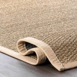 Elijah Seagrass with Border Beige 9 ft. x 12 ft. Area Rug by nuLOOM -nuLOOM Sales Store beige nuloom area rugs bhsg01a 9012 1f 1000
