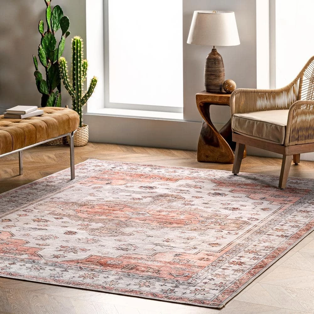 Banks Machine Washable Faded Vintage Beige 8 ft. x 10 ft. Indoor Area Rug by nuLOOM 2 Banks Machine Washable Faded Vintage Beige 8 ft. x 10 ft. Indoor Area Rug by nuLOOM - Image 2