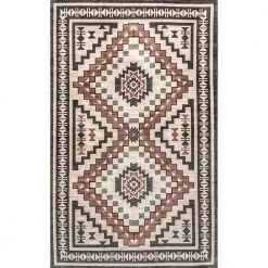 Leighton Machine Washable Southwestern Medallion Beige 8 ft. x 10 ft. Indoor Area Rug by nuLOOM