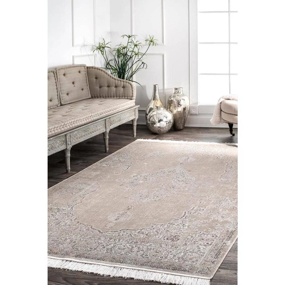 Cantrell Vintage Medallion Beige 10 ft. x 14 ft. Area Rug by nuLOOM 2 Cantrell Vintage Medallion Beige 10 ft. x 14 ft. Area Rug by nuLOOM - Image 2