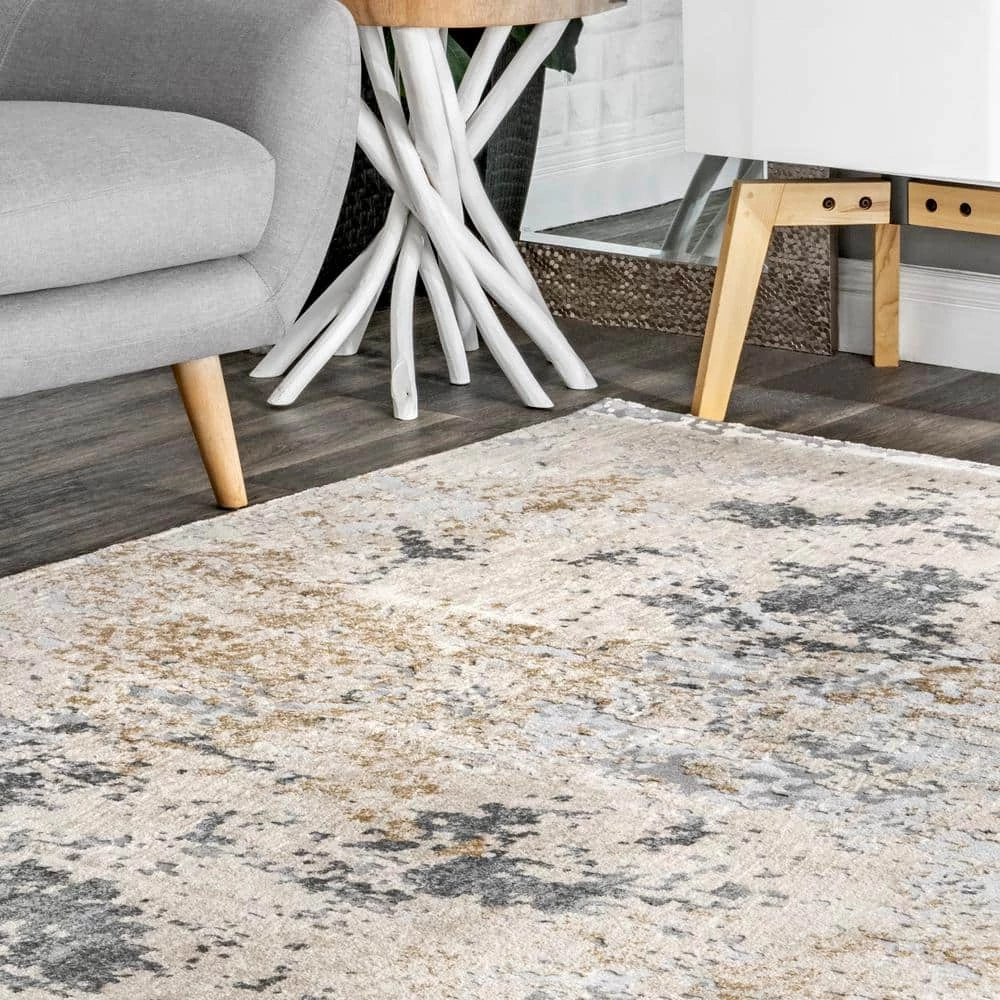 Contemporary Motto Beige 12 ft. x 15 ft. Indoor Abstract Area Rug by nuLOOM 4 Contemporary Motto Beige 12 ft. x 15 ft. Indoor Abstract Area Rug by nuLOOM - Image 4