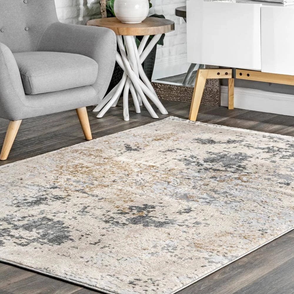 Contemporary Motto Beige 12 ft. x 15 ft. Indoor Abstract Area Rug by nuLOOM 2 Contemporary Motto Beige 12 ft. x 15 ft. Indoor Abstract Area Rug by nuLOOM - Image 2