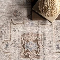 Krystin Beige 8 ft. x 10 ft. Machine Washable Distressed Indoor Area Rug by nuLOOM -nuLOOM Sales Store beige nuloom area rugs hjau13a 8010 4f 1000