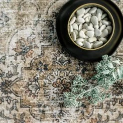 Paisley Beige 6 ft. x 9 ft. Machine Washable Faded Floral Border Medallion Indoor Area Rug by nuLOOM -nuLOOM Sales Store beige nuloom area rugs hjau21b 609 4f 1000