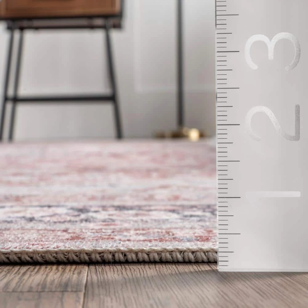 Paulina Beige 8 ft. x 10 ft. Machine Washable Traditional Floral Medallion Indoor Area Rug by nuLOOM 4 Paulina Beige 8 ft. x 10 ft. Machine Washable Traditional Floral Medallion Indoor Area Rug by nuLOOM - Image 4