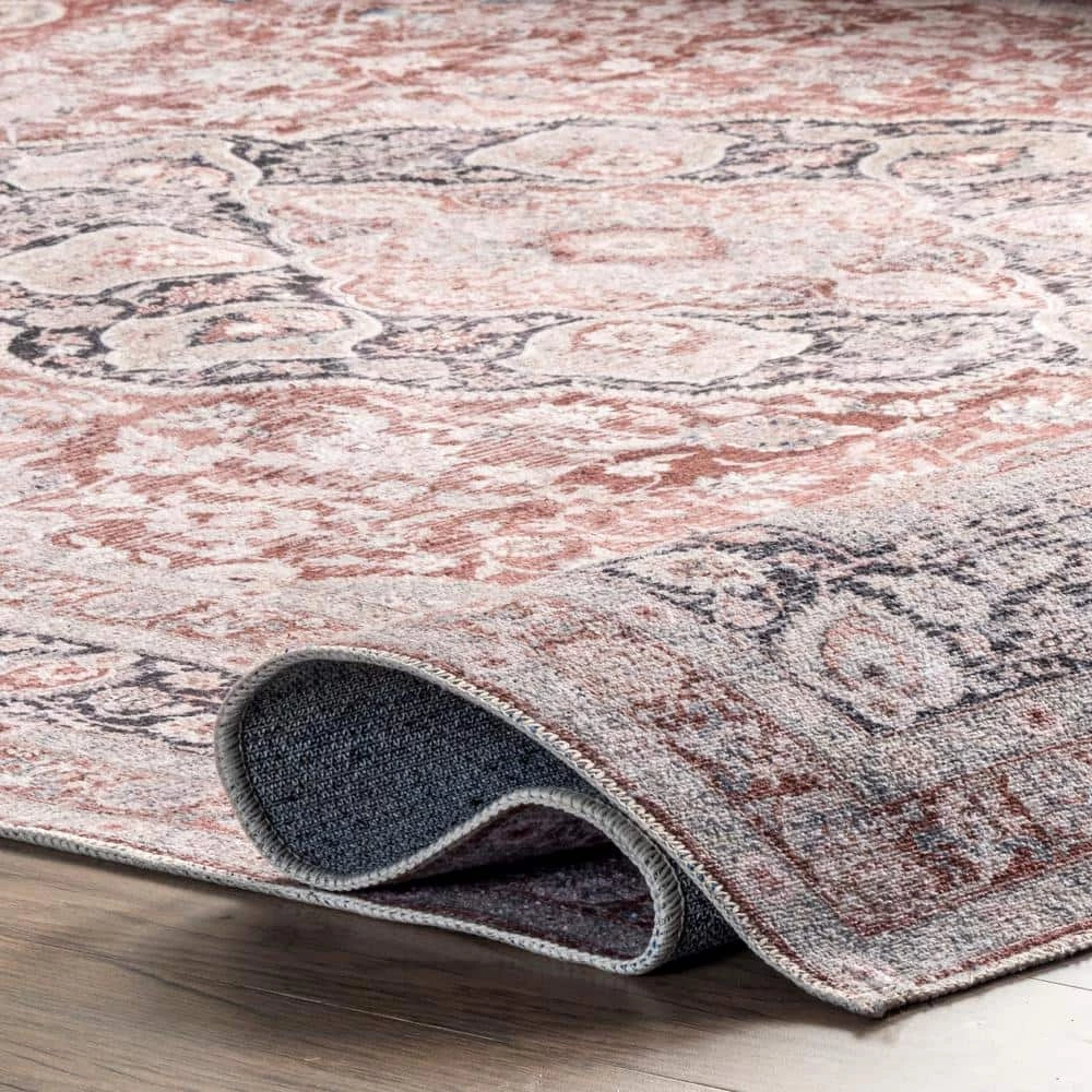 Paulina Beige 8 ft. x 10 ft. Machine Washable Traditional Floral Medallion Indoor Area Rug by nuLOOM 8 Paulina Beige 8 ft. x 10 ft. Machine Washable Traditional Floral Medallion Indoor Area Rug by nuLOOM - Image 8