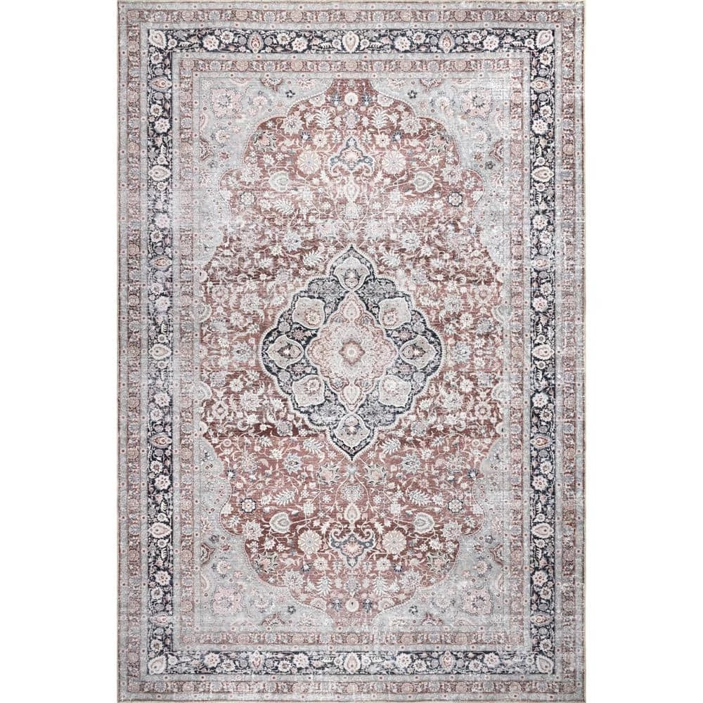 Paulina Beige 8 ft. x 10 ft. Machine Washable Traditional Floral Medallion Indoor Area Rug by nuLOOM 1 Paulina Beige 8 ft. x 10 ft. Machine Washable Traditional Floral Medallion Indoor Area Rug by nuLOOM