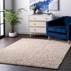 Kara Solid Shag Beige 8 ft. 10 in. x 12 ft. Area Rug by nuLOOM -nuLOOM Sales Store beige nuloom area rugs kkbx01d 9012 31 1000