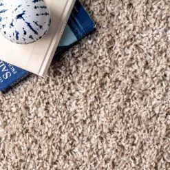 Kara Solid Shag Beige 8 ft. 10 in. x 12 ft. Area Rug by nuLOOM -nuLOOM Sales Store beige nuloom area rugs kkbx01d 9012 4f 1000