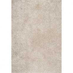 Kara Solid Shag Beige 8 ft. 10 in. x 12 ft. Area Rug by nuLOOM