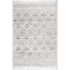 Ansley Textured Lattice Tassel Beige 9 ft. x 12 ft. Area Rug by nuLOOM