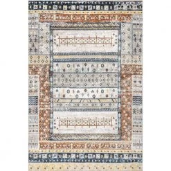 Shannon Machine Washable Geometric Tribal Beige 8 ft. x 10 ft. Indoor Area Rug by nuLOOM