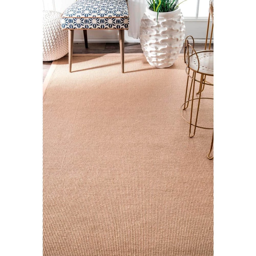 Laurel Solid Bordered Beige 9 ft. x 12 ft. Area Rug by nuLOOM 5 Laurel Solid Bordered Beige 9 ft. x 12 ft. Area Rug by nuLOOM - Image 5