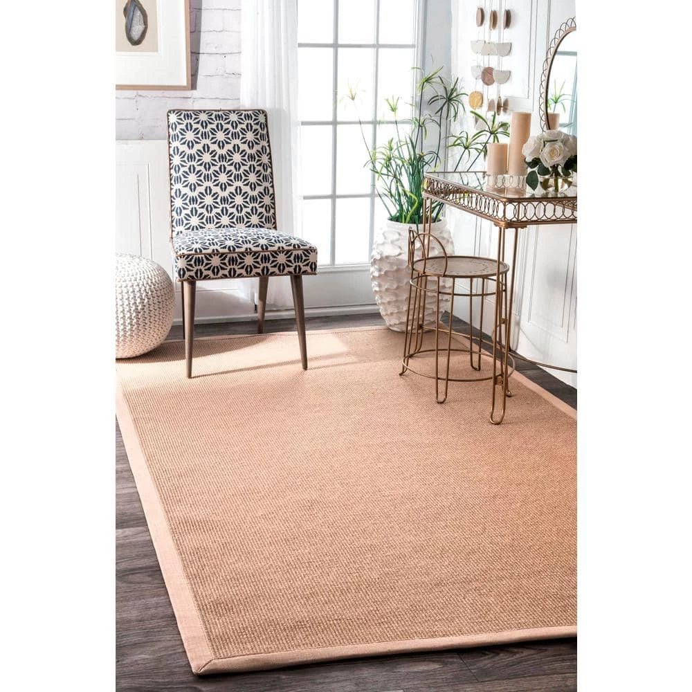Laurel Solid Bordered Beige 9 ft. x 12 ft. Area Rug by nuLOOM 2 Laurel Solid Bordered Beige 9 ft. x 12 ft. Area Rug by nuLOOM - Image 2