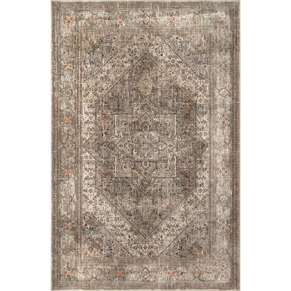 Carol Medallion Beige 9 ft. x 12 ft. Area Rug by nuLOOM 1 Carol Medallion Beige 9 ft. x 12 ft. Area Rug by nuLOOM
