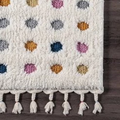Behati High-Low Polka Dot Tassel Beige 7 ft. 10 in. x 10 ft. Indoor Area Rug by nuLOOM -nuLOOM Sales Store beige nuloom area rugs ozot02a 8010 44 1000