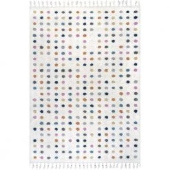 Behati High-Low Polka Dot Tassel Beige 7 ft. 10 in. x 10 ft. Indoor Area Rug by nuLOOM