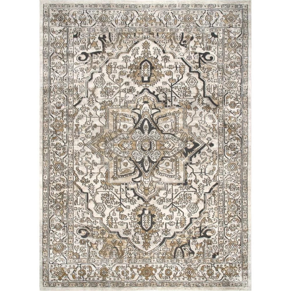 Darcie Traditional Medallion Beige 8 ft. 10 in. x 12 ft. Indoor Area Rug by nuLOOM 1 Darcie Traditional Medallion Beige 8 ft. 10 in. x 12 ft. Indoor Area Rug by nuLOOM
