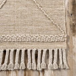 Elana Textured Jute and Cotton Tassel Beige 6 ft. x 9 ft. Indoor Area Rug by nuLOOM -nuLOOM Sales Store beige nuloom area rugs taca01a 609 44 1000