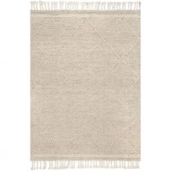 Elana Textured Jute and Cotton Tassel Beige 6 ft. x 9 ft. Indoor Area Rug by nuLOOM