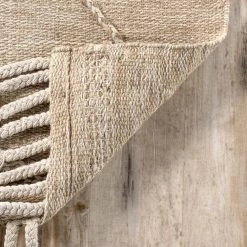Elana Textured Jute and Cotton Tassel Beige 6 ft. x 9 ft. Indoor Area Rug by nuLOOM -nuLOOM Sales Store beige nuloom area rugs taca01a 609 66 1000