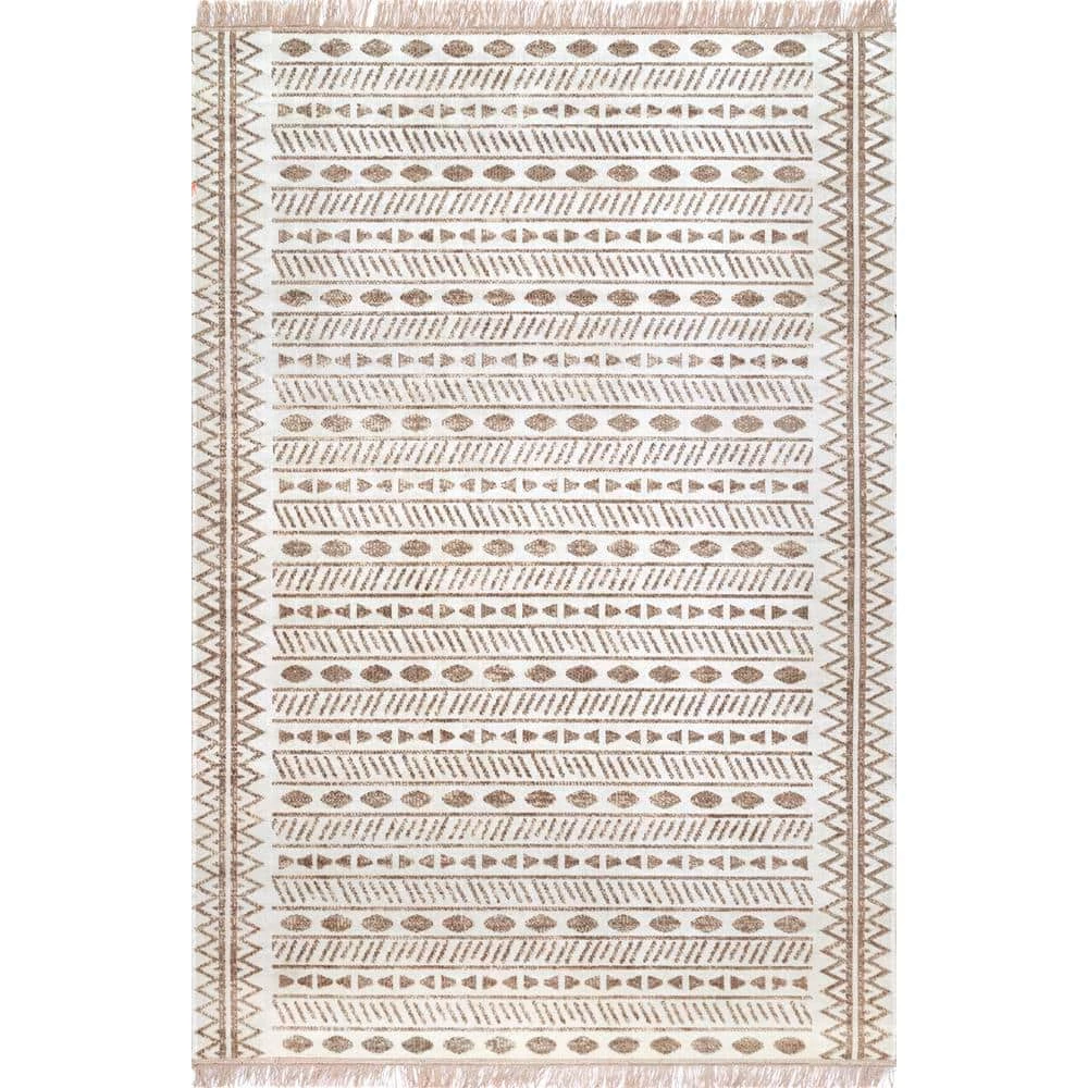 Angie Tribal Beige 8 ft. x 10 ft. Indoor/Outdoor Area Rug by nuLOOM 1 Angie Tribal Beige 8 ft. x 10 ft. Indoor/Outdoor Area Rug by nuLOOM