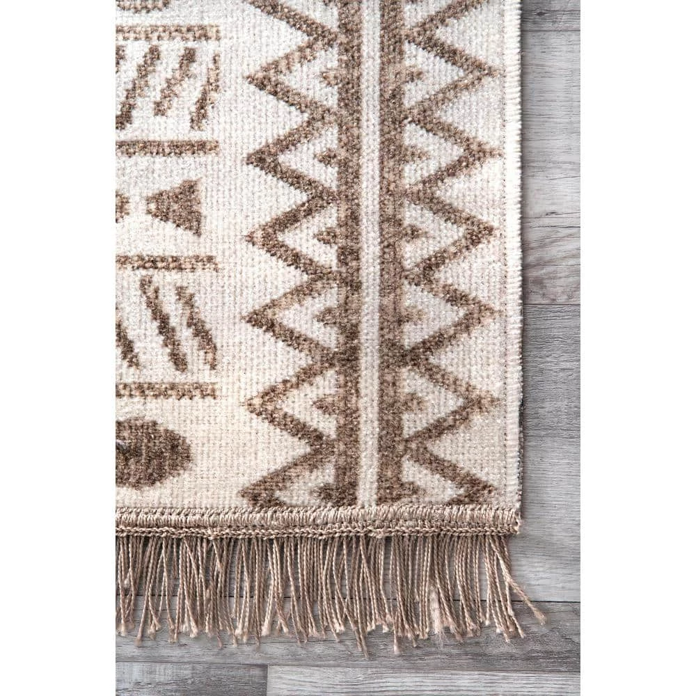 Angie Tribal Beige 8 ft. x 10 ft. Indoor/Outdoor Area Rug by nuLOOM 6 Angie Tribal Beige 8 ft. x 10 ft. Indoor/Outdoor Area Rug by nuLOOM - Image 6