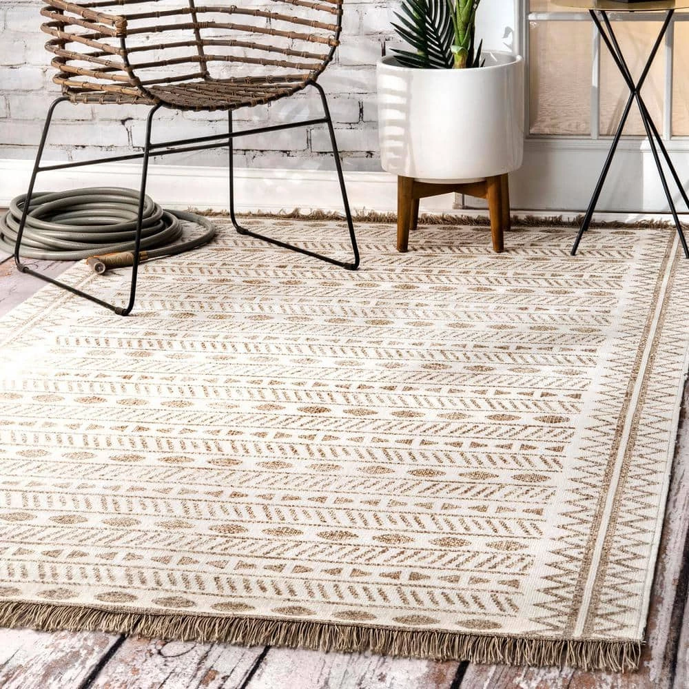 Angie Tribal Beige 8 ft. x 10 ft. Indoor/Outdoor Area Rug by nuLOOM 2 Angie Tribal Beige 8 ft. x 10 ft. Indoor/Outdoor Area Rug by nuLOOM - Image 2
