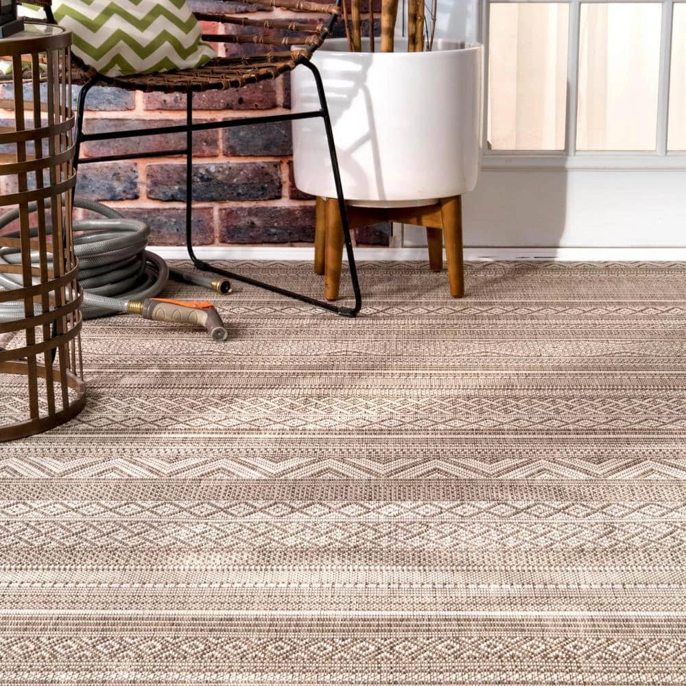 Erlinda Tribal Beige 8 ft. x 11 ft. Indoor/Outdoor Area Rug by nuLOOM 5 Erlinda Tribal Beige 8 ft. x 11 ft. Indoor/Outdoor Area Rug by nuLOOM - Image 5