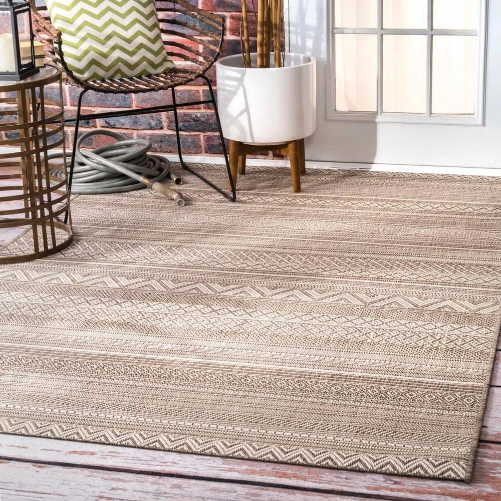 Erlinda Tribal Beige 8 ft. x 11 ft. Indoor/Outdoor Area Rug by nuLOOM 2 Erlinda Tribal Beige 8 ft. x 11 ft. Indoor/Outdoor Area Rug by nuLOOM - Image 2