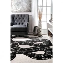 Thomas Paul Serpent Black & White 9 ft. x 12 ft. Area Rug by nuLOOM -nuLOOM Sales Store black and white nuloom area rugs bdtp04a 9012 40 1000