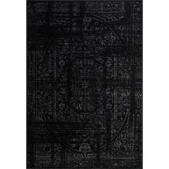 Arlena Distressed Persian Medallion Black 8 ft. x 10 ft. Area Rug by nuLOOM