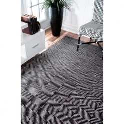 Agoja Contemporary Diamonds Black 9 ft. x 12 ft. Area Rug by nuLOOM -nuLOOM Sales Store black nuloom area rugs mtsf01b 9012 1d 1000