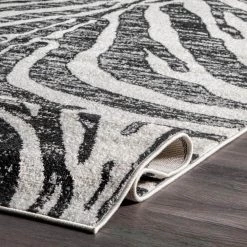Royal Zebra Stripes Black 8 ft. x 10 ft. Area Rug by nuLOOM -nuLOOM Sales Store black nuloom area rugs rzbd100c 8010 1f 1000