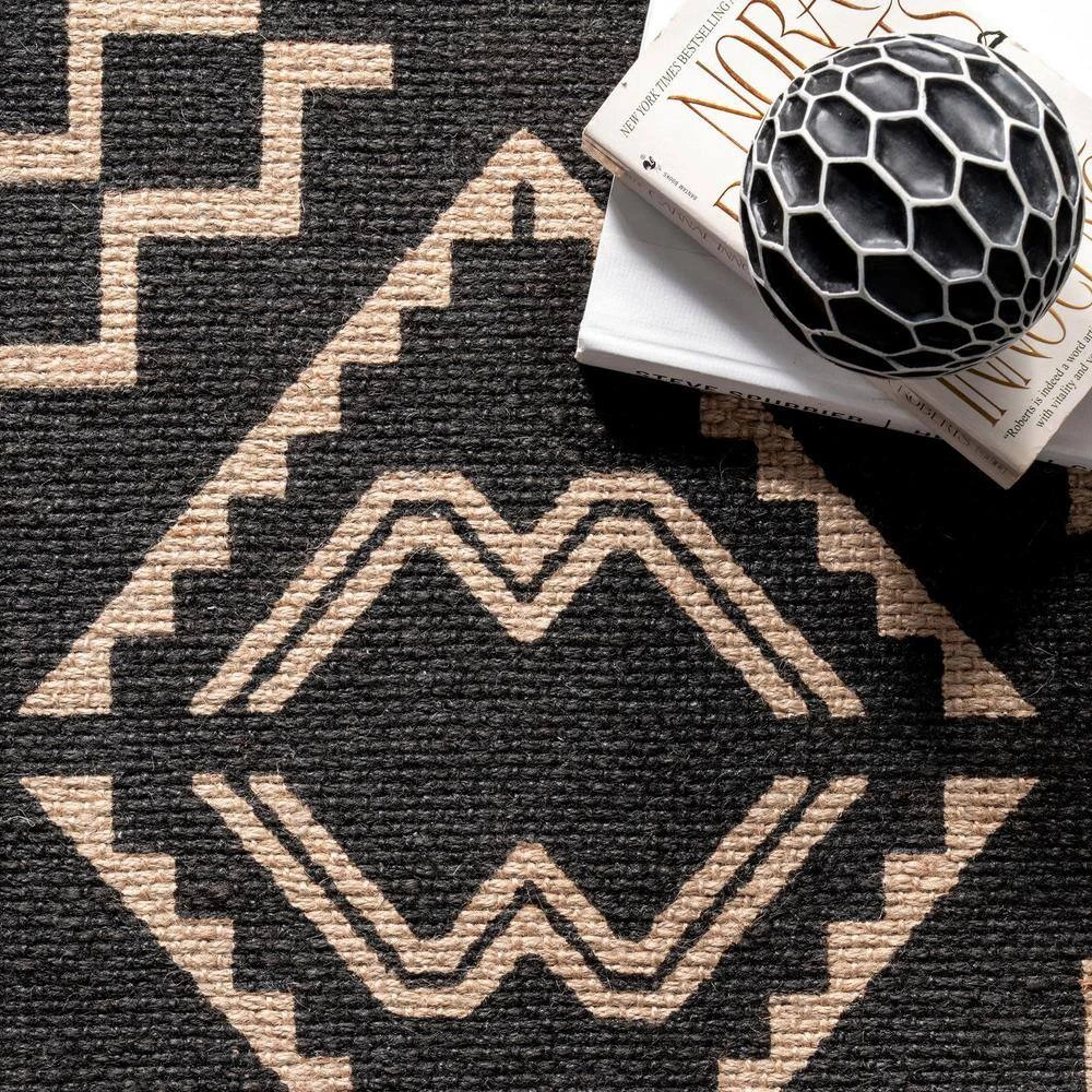 Fawn Ethnic Jute Tassel Black 8 ft. x 10 ft. Indoor Area Rug by nuLOOM 5 Fawn Ethnic Jute Tassel Black 8 ft. x 10 ft. Indoor Area Rug by nuLOOM - Image 5