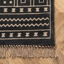 Gretel Tribal Motif Jute Tassel Black 9 ft. x 12 ft. Indoor Area Rug by nuLOOM -nuLOOM Sales Store black nuloom area rugs svbk03a 9012 44 1000