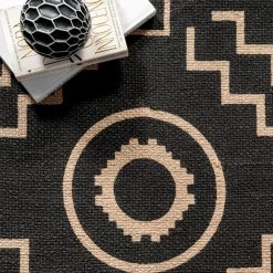 Gretel Tribal Motif Jute Tassel Black 9 ft. x 12 ft. Indoor Area Rug by nuLOOM -nuLOOM Sales Store black nuloom area rugs svbk03a 9012 4f 1000