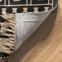 Gretel Tribal Motif Jute Tassel Black 9 ft. x 12 ft. Indoor Area Rug by nuLOOM -nuLOOM Sales Store black nuloom area rugs svbk03a 9012 66 1000
