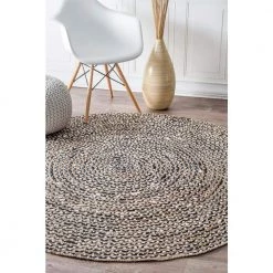 Glinda Natural Fiber Jute Black 8 ft. x 8 ft. Round Rug by nuLOOM -nuLOOM Sales Store black nuloom area rugs tadr05a r808 40 1000