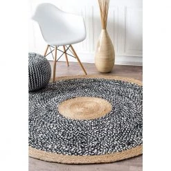 Lesha Natural Fiber Jute Black 8 ft. x 8 ft. Round Rug by nuLOOM 8 Lesha Natural Fiber Jute Black 8 ft. x 8 ft. Round Rug by nuLOOM -nuLOOM Sales Store black nuloom area rugs tadr06a r808 40 1000