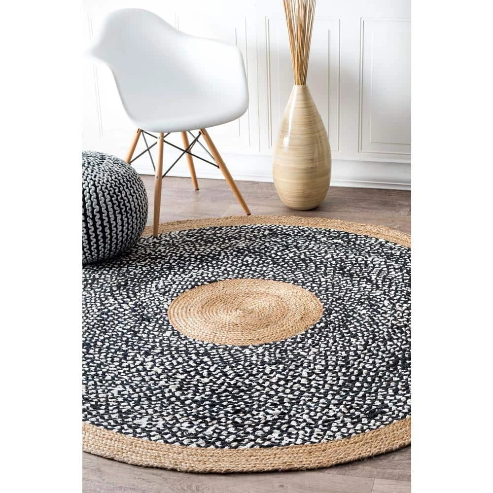 Lesha Natural Fiber Jute Black 8 ft. x 8 ft. Round Rug by nuLOOM 3 Lesha Natural Fiber Jute Black 8 ft. x 8 ft. Round Rug by nuLOOM - Image 3