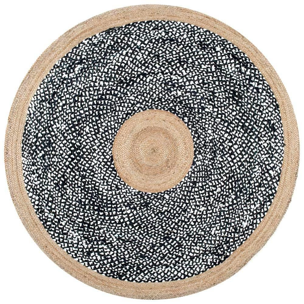 Lesha Natural Fiber Jute Black 8 ft. x 8 ft. Round Rug by nuLOOM 1 Lesha Natural Fiber Jute Black 8 ft. x 8 ft. Round Rug by nuLOOM