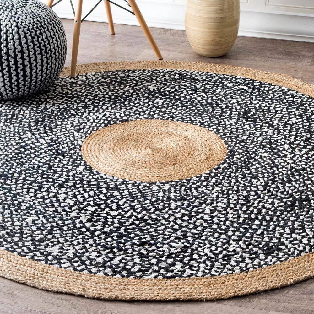 Lesha Natural Fiber Jute Black 8 ft. x 8 ft. Round Rug by nuLOOM 2 Lesha Natural Fiber Jute Black 8 ft. x 8 ft. Round Rug by nuLOOM - Image 2