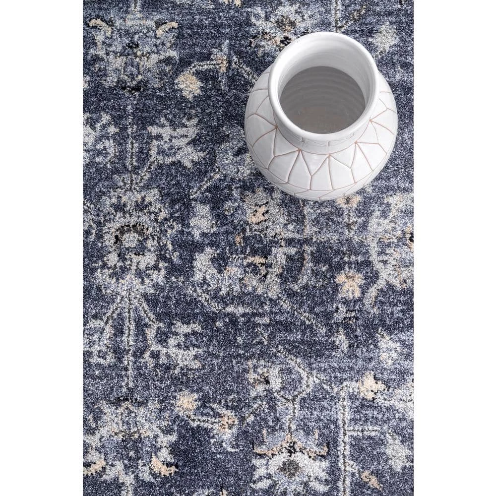 Emma Floral Blue 8 ft. x 10 ft. Area Rug by nuLOOM 3 Emma Floral Blue 8 ft. x 10 ft. Area Rug by nuLOOM - Image 3