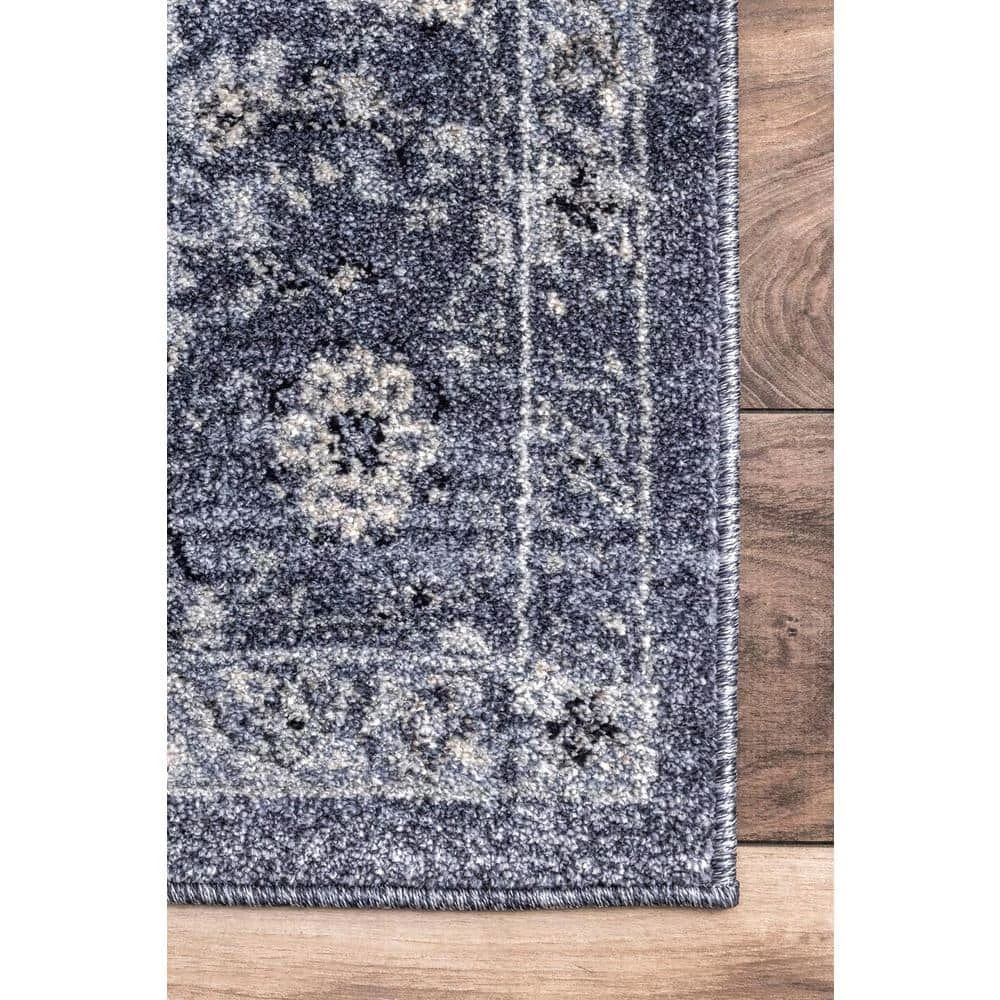 Emma Floral Blue 8 ft. x 10 ft. Area Rug by nuLOOM 4 Emma Floral Blue 8 ft. x 10 ft. Area Rug by nuLOOM - Image 4