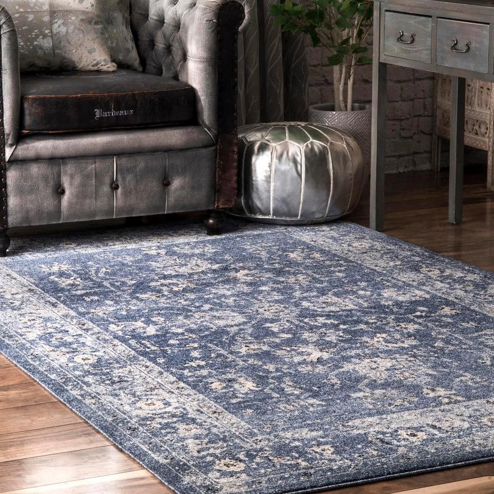 Emma Floral Blue 8 ft. x 10 ft. Area Rug by nuLOOM 2 Emma Floral Blue 8 ft. x 10 ft. Area Rug by nuLOOM - Image 2