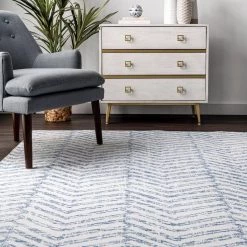 Rosanne Blue 5 ft. x 8 ft. Machine Washable Geometric Indoor Area Rug by nuLOOM -nuLOOM Sales Store blue nuloom area rugs birv11a 508 1d 1000