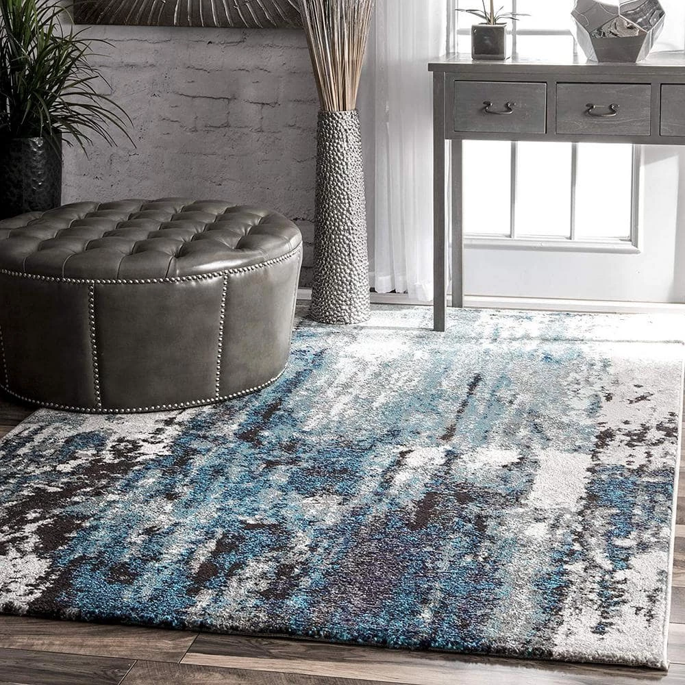 Haydee Abstract Blue 10 ft. x 13 ft. Area Rug by nuLOOM 2 Haydee Abstract Blue 10 ft. x 13 ft. Area Rug by nuLOOM - Image 2